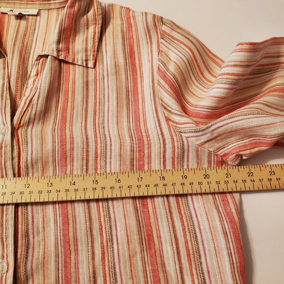 JM Collection Top Button Down 3/4 Sleeve 100% Linen Women's Blouse Size 14. - Picture 12 of 13